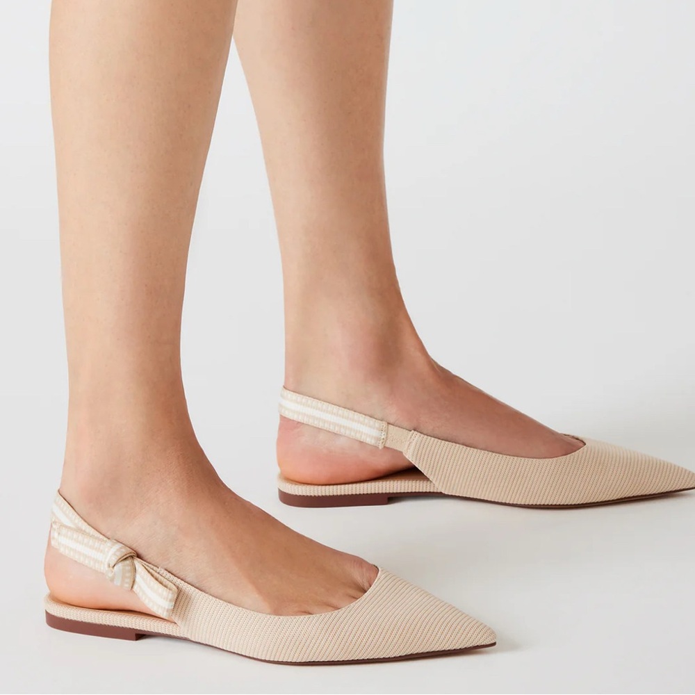 Steve Madden Cream Slingback Flats with Pointed Toe